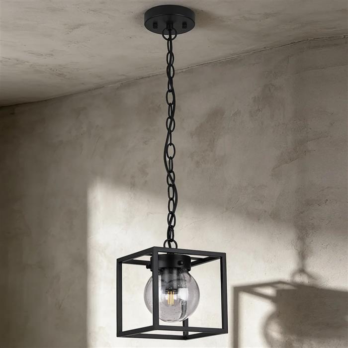 Anner Satin Black Small IP54 Outdoor Pendant 369598