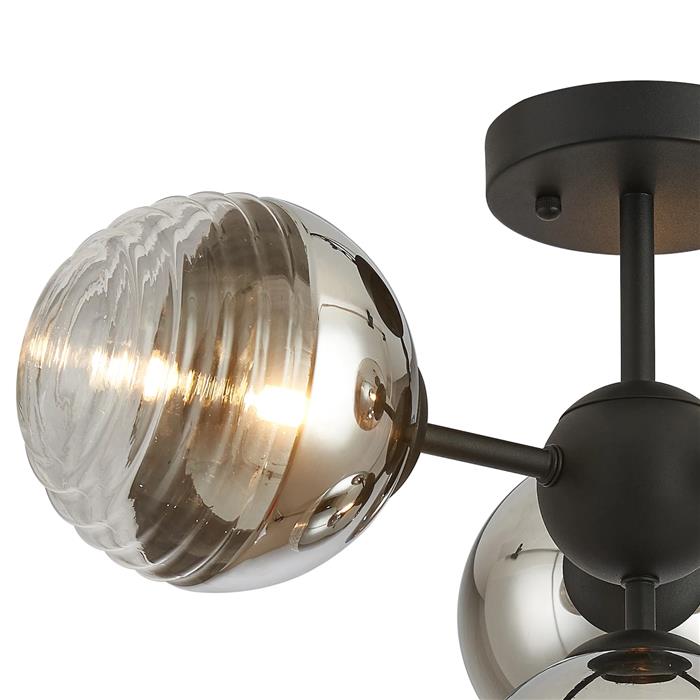 Baker Satin Black And Chrome 4 Light Semi-Flush Fitting 365758 