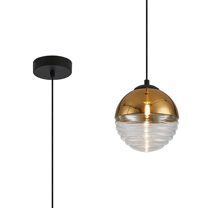 Baker Satin Black And Gold Single Ceiling Pendant 365789 