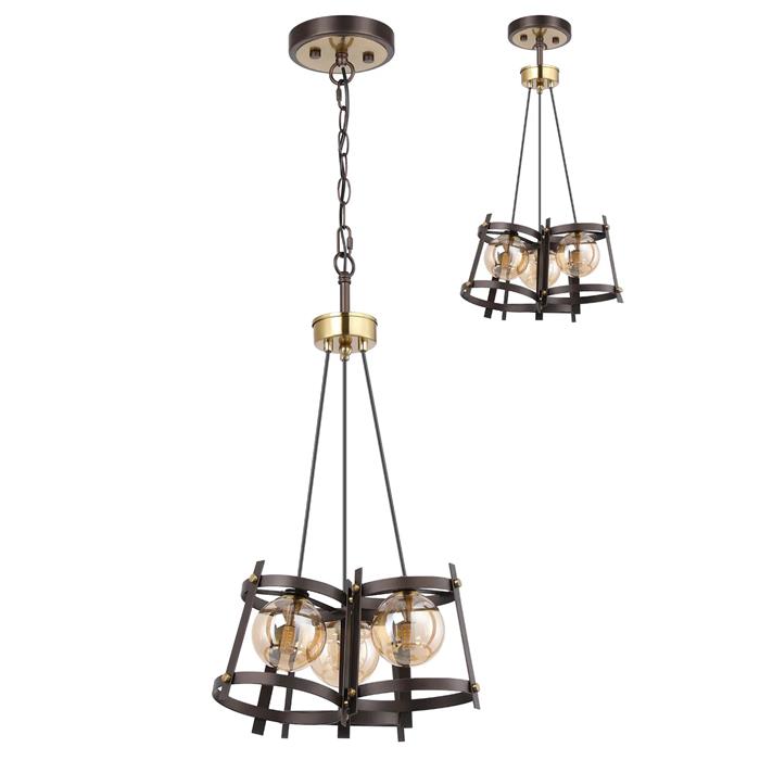 Batavia Brown Oxide And Cognac Glass Triple Pendant 347880 