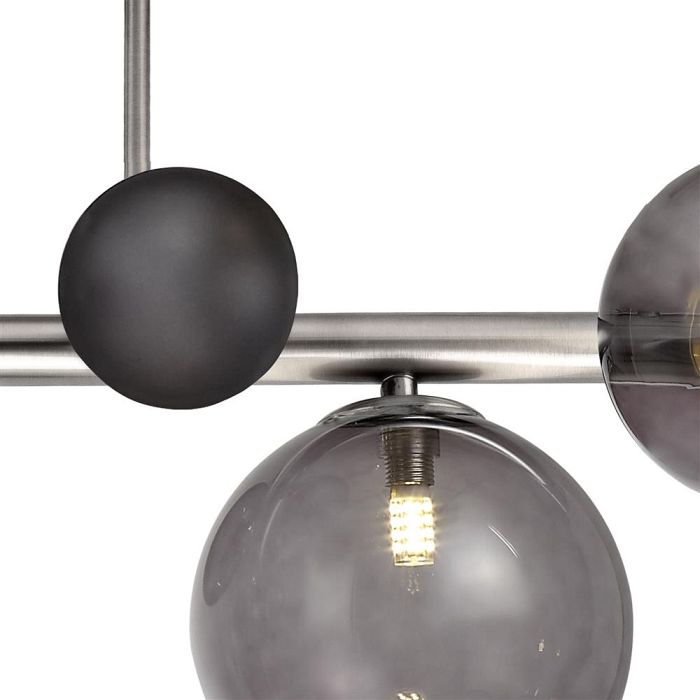 Charleston 4 Light Semi Flush Fitting Chrome & Smoked Glass LT30519