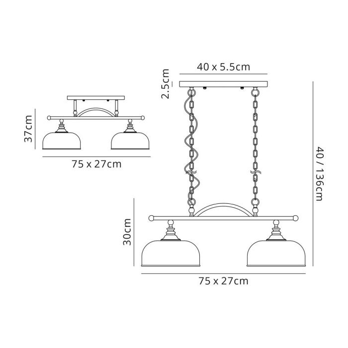 Evansville Satin Nickel 2 Light Pendant LT31512