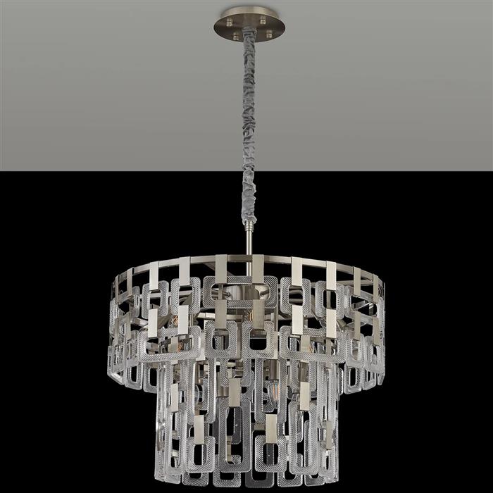 Hadrian Satin Nickel And Clear Glass 12 Light Pendant 377856