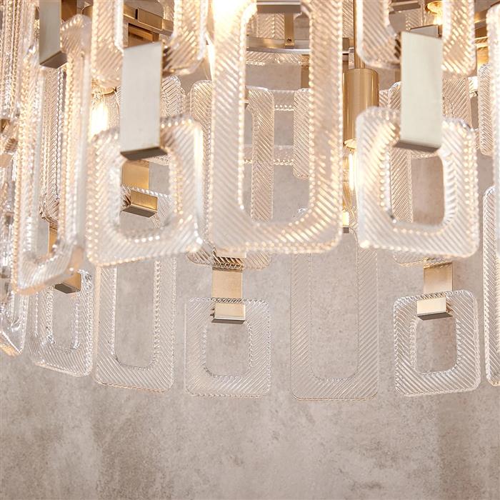 Hadrian Satin Nickel And Clear Glass 20 Light Tiered Pendant 377858