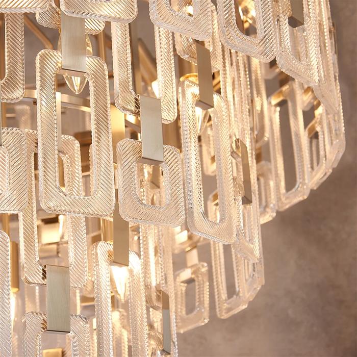 Hadrian Satin Nickel And Clear Glass 20 Light Tiered Pendant 377858