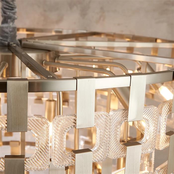 Hadrian Satin Nickel And Clear Glass 20 Light Tiered Pendant 377858