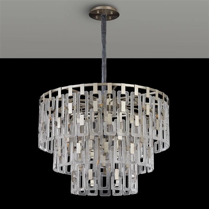 Hadrian Satin Nickel And Clear Glass 20 Light Tiered Pendant 377858