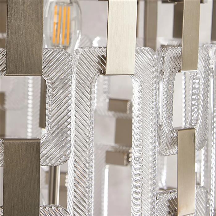 Hadrian Satin Nickel And Clear Glass 33 Light Tall Pendant 377866