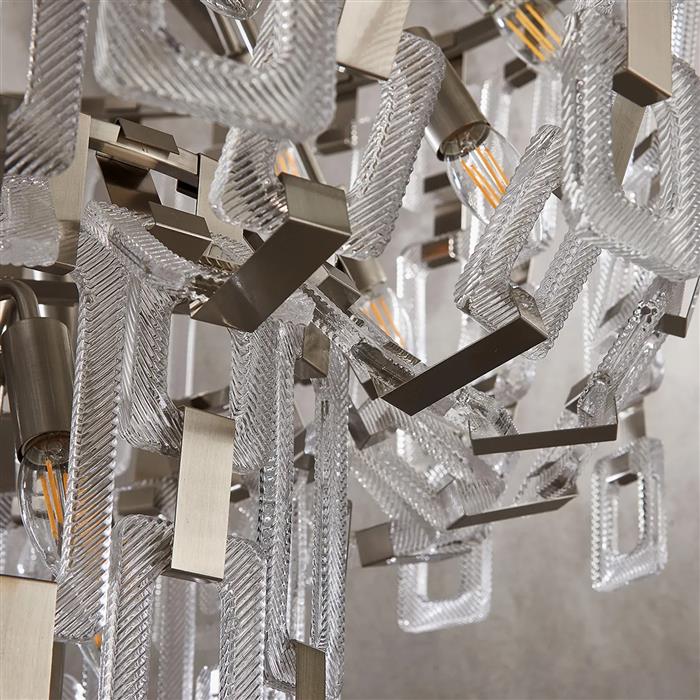 Hadrian Satin Nickel And Clear Glass 33 Light Tall Pendant 377866