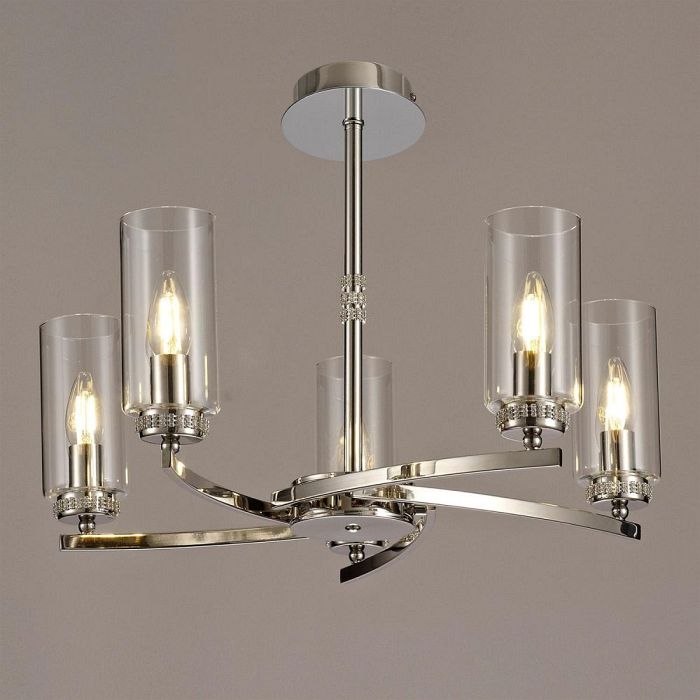 Kansas 5 Arm Polished Nickel Ceiling Light LT30278