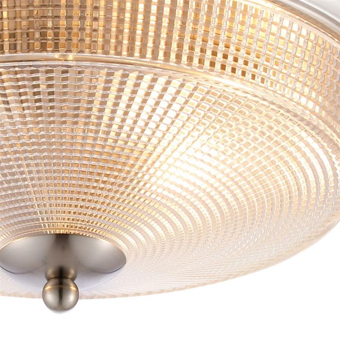 Iowa Satin Nickel IP44 Bathroom Large Flush Light LT32117