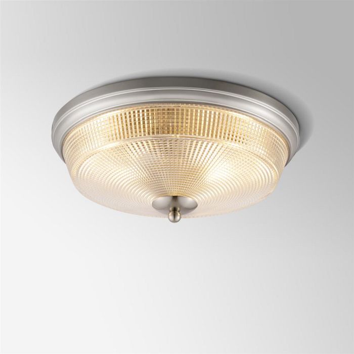 Iowa Satin Nickel IP44 Bathroom Large Flush Light LT32117