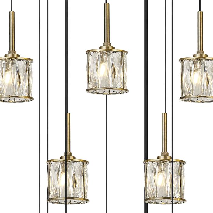 Joliet Antique Brass And Clear Glass 19 Light Cluster Pendant 353823 
