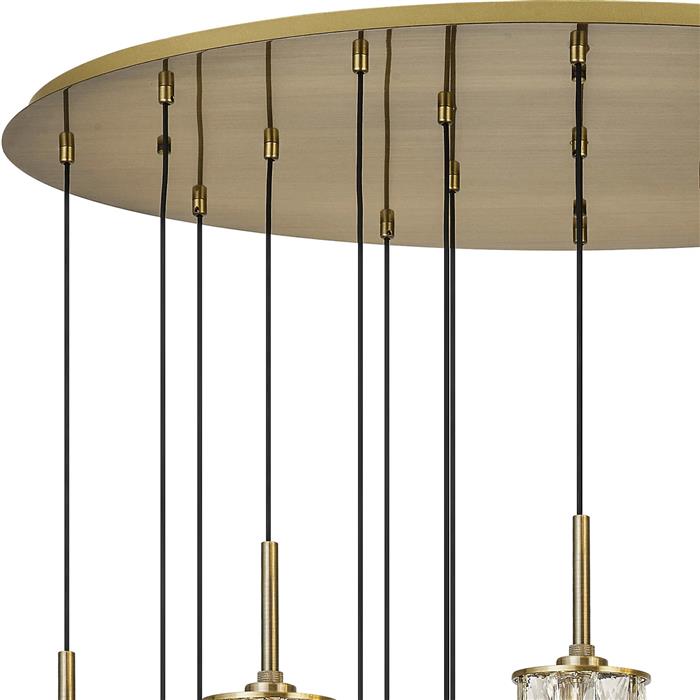Joliet Antique Brass And Clear Glass 19 Light Cluster Pendant 353823 