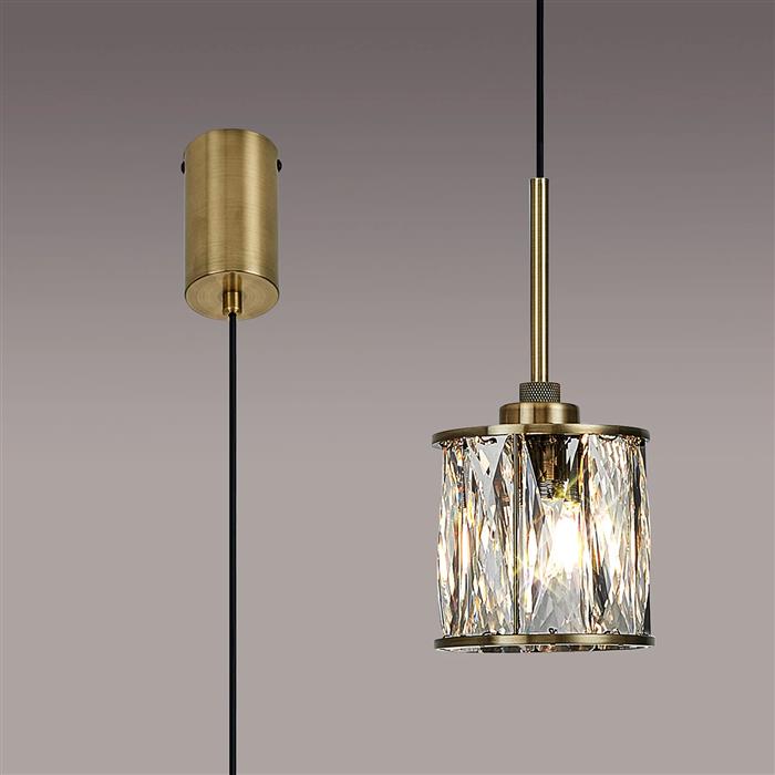 Joliet Antique Brass And Clear Glass Single Ceiling Pendant 353843