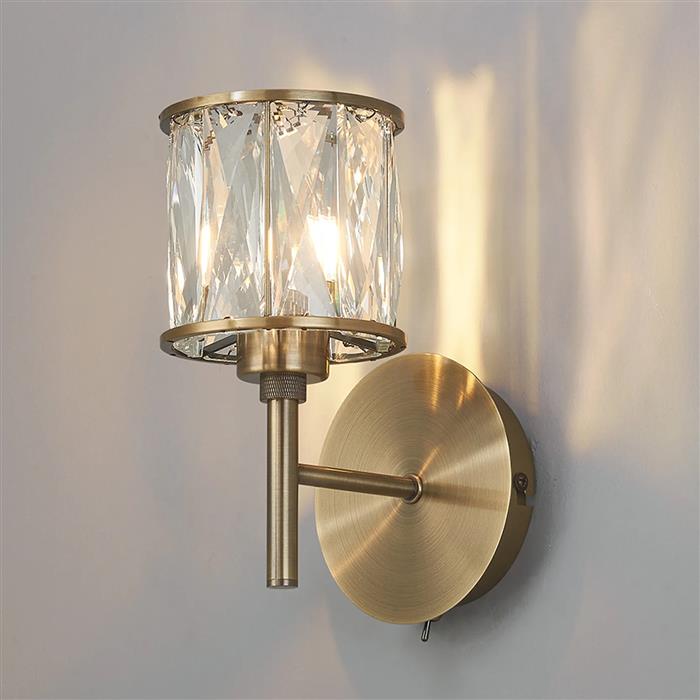 Joliet Antique Brass And Clear Glass Wall Light 353849