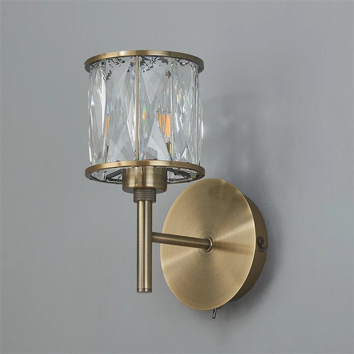 Joliet Antique Brass And Clear Glass Wall Light 353849