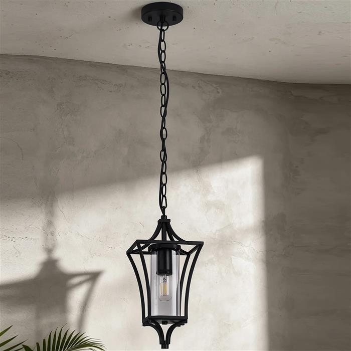 Katya Satin Black IP54 Outdoor Pendant 369614