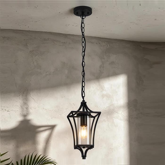 Katya Satin Black IP54 Outdoor Pendant 369614
