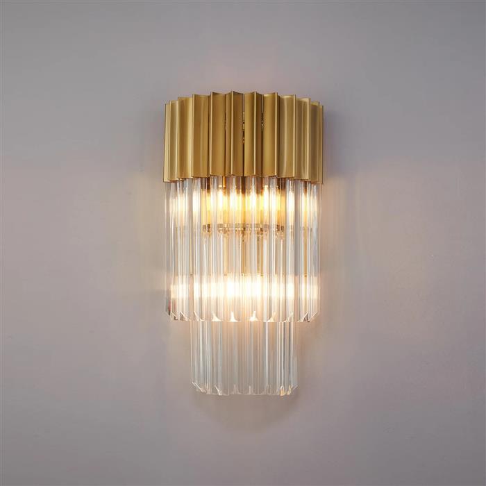 Kilgore 3 Light Brass And Clear Glass Rods Wall Light 376959
