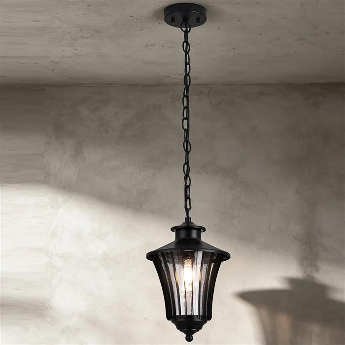 Laurie Satin Black IP54 Outdoor Pendant 369624