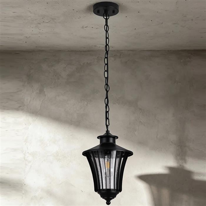 Laurie Satin Black IP54 Outdoor Pendant 369624