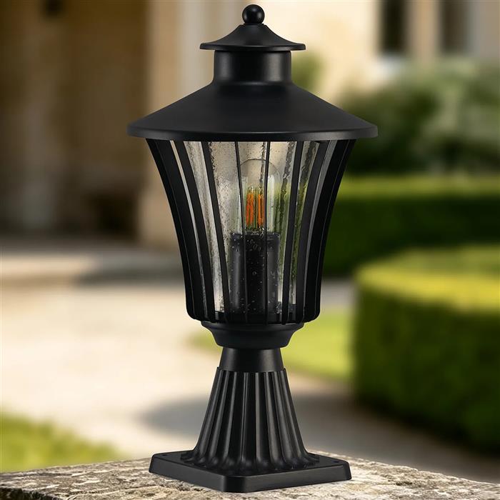 Laurie Satin Black IP54 Outdoor Post Lamp 369625