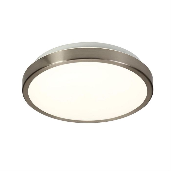 Pomona IP44 Satin Nickel LED Bathroom Flush Ceiling Light LT30610