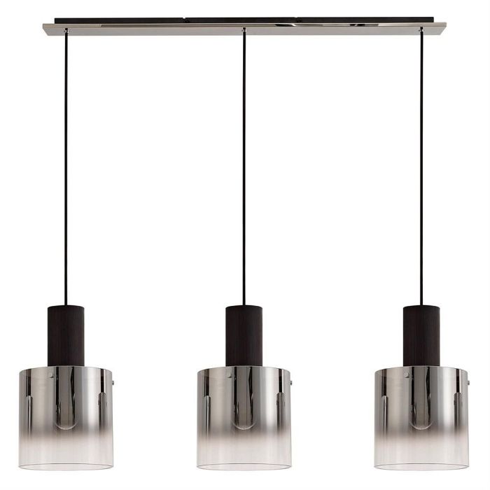 Tennessee Bar Black 3 Bar Pendant Smoked Glass LT30452