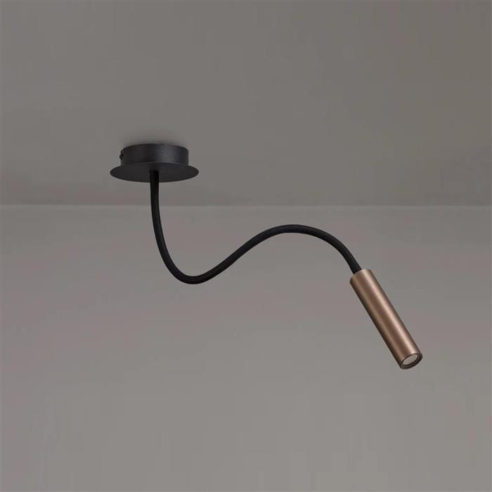 Yankton Black And Satin Copper LED Adjustable Arm Ceiling Fitting LT33173