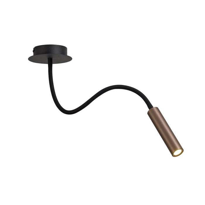 Yankton Black And Satin Copper LED Adjustable Arm Ceiling Fitting LT33173