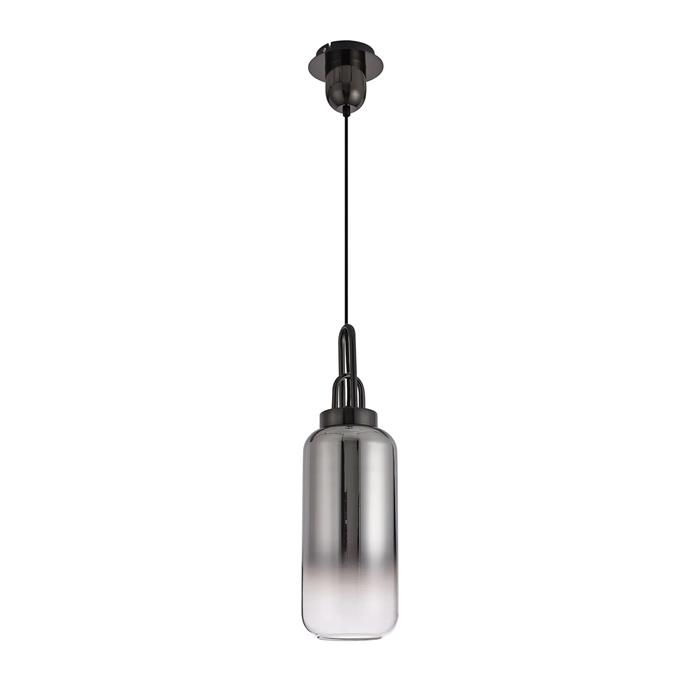 Yeadon Black Chrome With Smoked Cylinder Glass Single Pendant LT32610