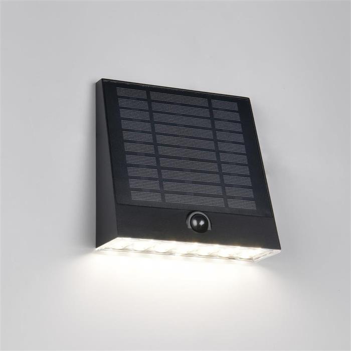 Alvorada IP44 Black Solar Outdoor PIR Wall Light R23326102