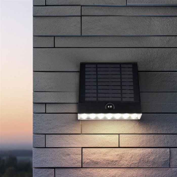 Alvorada IP44 Black Solar Outdoor PIR Wall Light R23326102