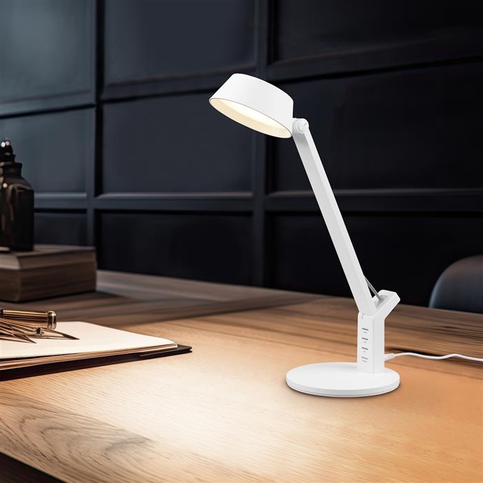 Ava White LED USB Charging Table Desk Lamp 523090131