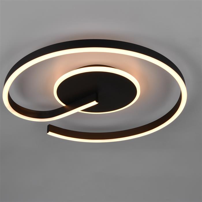 Calle LED Matt Black And Opal Diffuser Flush Wall Or Ceiling Light R63631132