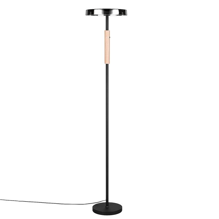 Celeste Black, Wood and Smoke Glass LED Floor Lamp 454910132