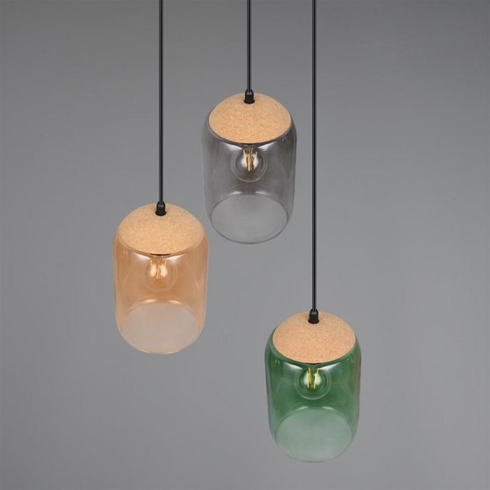 Cork Three Light Multicoloured Cluster Ceiling Pendant 364630317