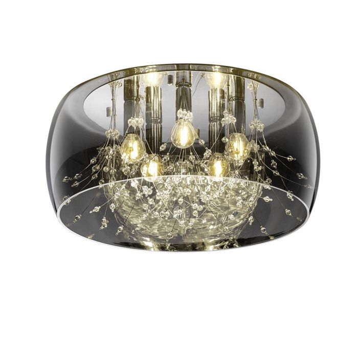 Crystel Large Five Light Chrome Plated-Glass Flush Fitting 616700506