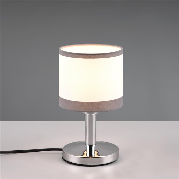 Davos Chrome With White And Grey Shade Touch Table Lamp R59551006