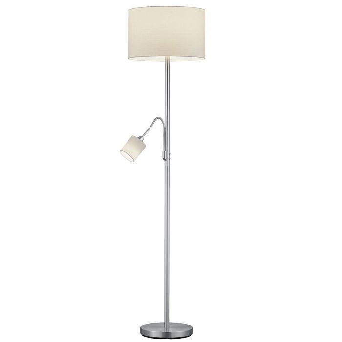 Hotel Nickel Double Floor Lamp White Shades 403900201