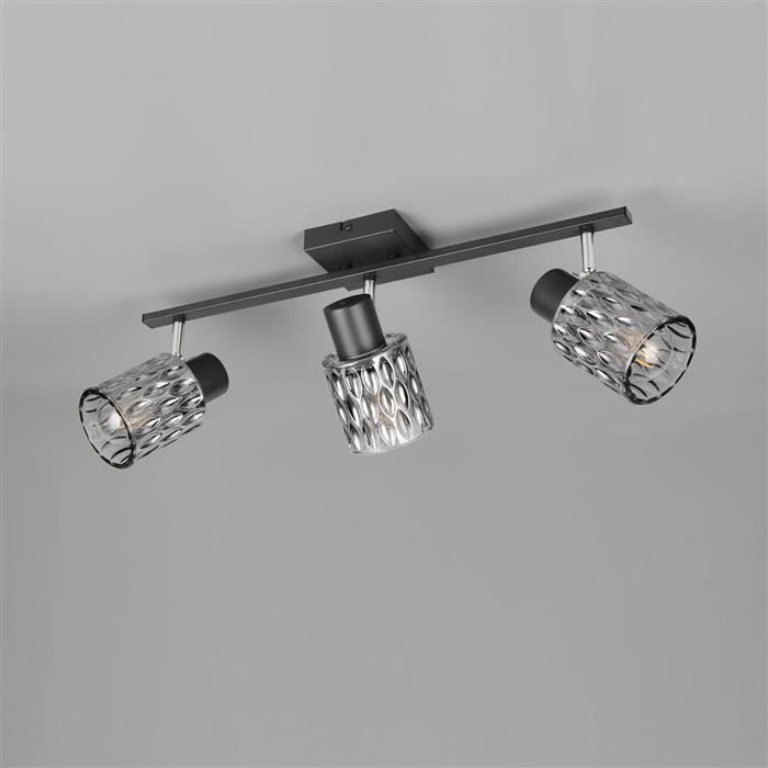 Jack Matt Black And Smoked Glass Triple Spotlight R86423032