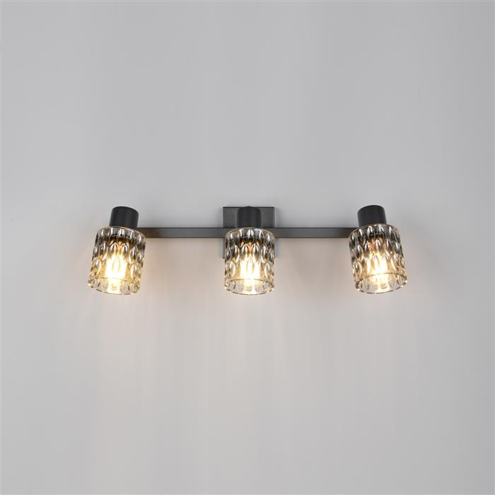 Jack Matt Black And Smoked Glass Triple Spotlight R86423032