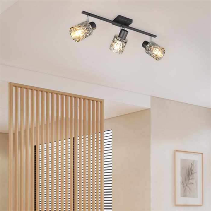 Jack Matt Black And Smoked Glass Triple Spotlight R86423032
