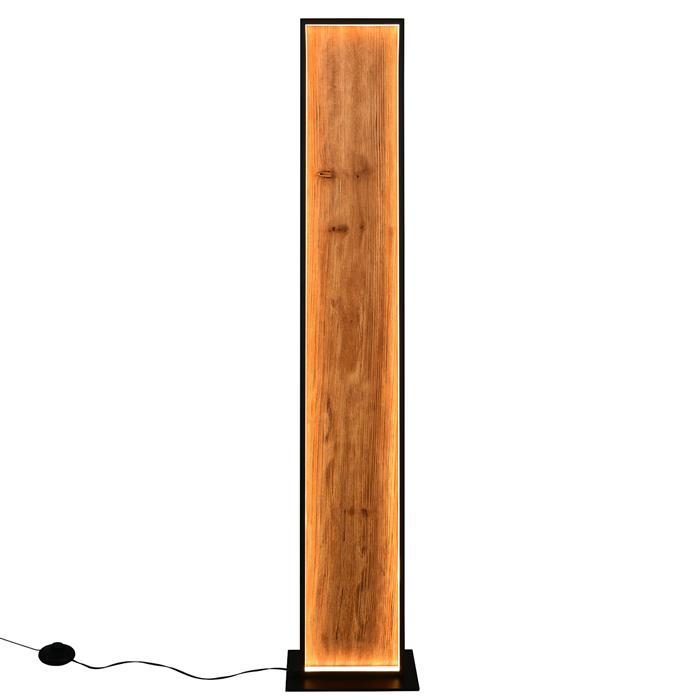 Kalea Matt Black and Wood LED Floor Lamp 455510130