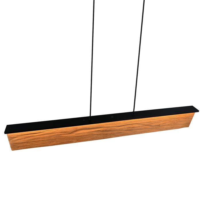 Kalea Matt Black and Wood LED Pendant 355510130