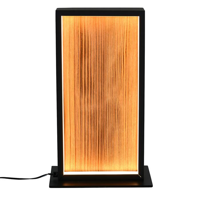 Kalea Matt Black and Wood LED Table Lamp 555510130