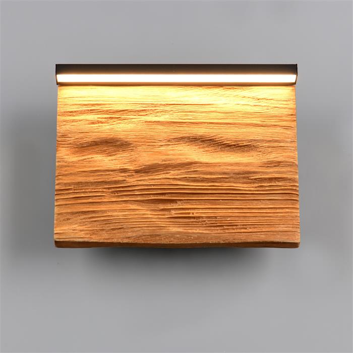 Kalea Small Matt Black and Wood LED Wall Light 255510130