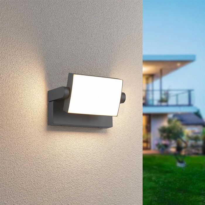 Kansas IP54 LED Anthracite Outdoor Wall Floodlight 246860142