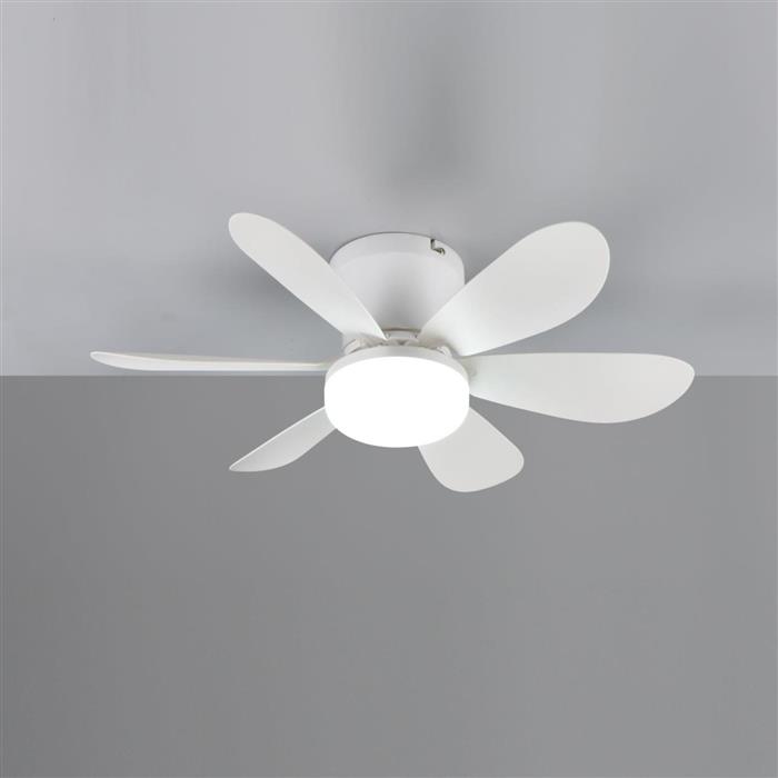 Lund LED 6 Blade Matt White Ceiling Fan Light R67462131